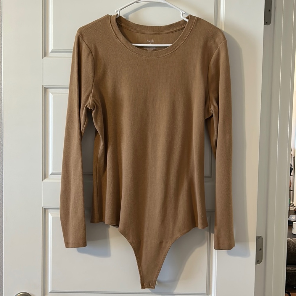 Nuuds XL Long Sleeve Ribbed Crewneck Bodysuit